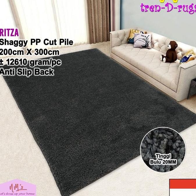 Tren-D-rugs karpet shaggy polos jumbo besar ruang tamu tebal 200x300