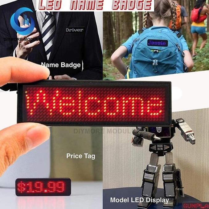 

Sale Name Tag Led Running Text Mini Board Portable With Bluetooth Name Badge Runing Teks Kecil Tulisan Berjalan Portable Id Card