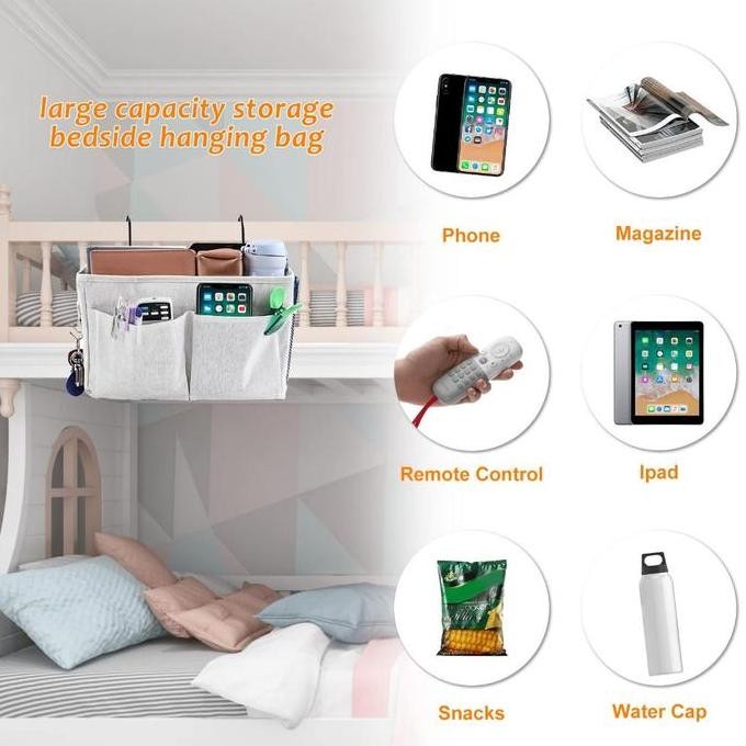 

Sale Tas Bedside Holder Organizer Bag Sofa Kasur Tempat Tidur Hanging Bag Tempat Remote Ac Tv Buku Majalah