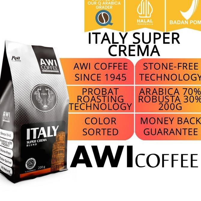 

original awi coffee super crema blend 200gr - arabica robusta espresso manual brew v60 latte gula aren