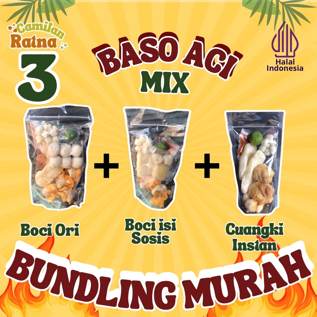 

CR - PAKET BUNDLING 3Pcs BASO ACI CUANGKI INSTAN BASO ACI ISI SOSIS BISA COD BAYAR DITEMPAT ENAK GURIH BY CAMILAN RATNA