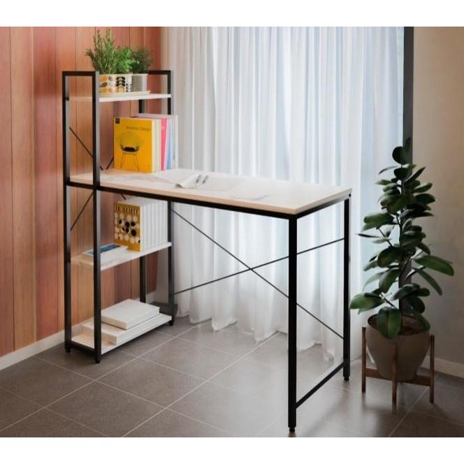 Meja Belajar / Meja Kerja Minimalis Chloe / Meja Rak Serbaguna