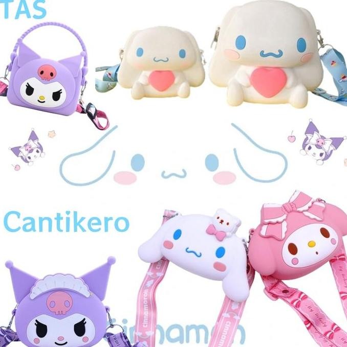 [Cod]Tas Cinnamoroll Boneka Lucu Sanrio Fashion Cantik Tas Selempang Anak Perempuan Bahan Silikon Wa