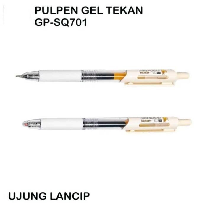 

Sp Grosir ( 1Kotak / 12Pcs ) Pulpen Gel Tekan Squeezy Gp-Sq701 Luxury 0.