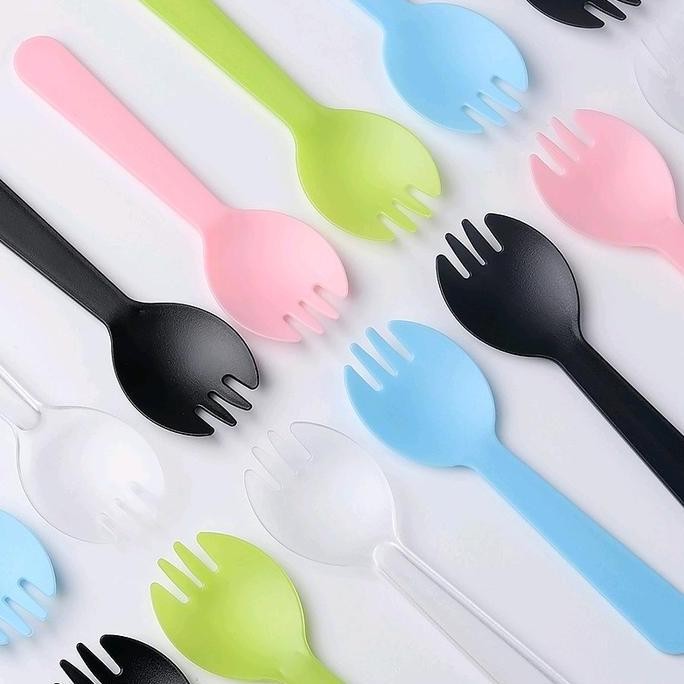 50Pcs Sendok Garpu 2 In 1 Plastik Sendok Garpu Plastik Pesta