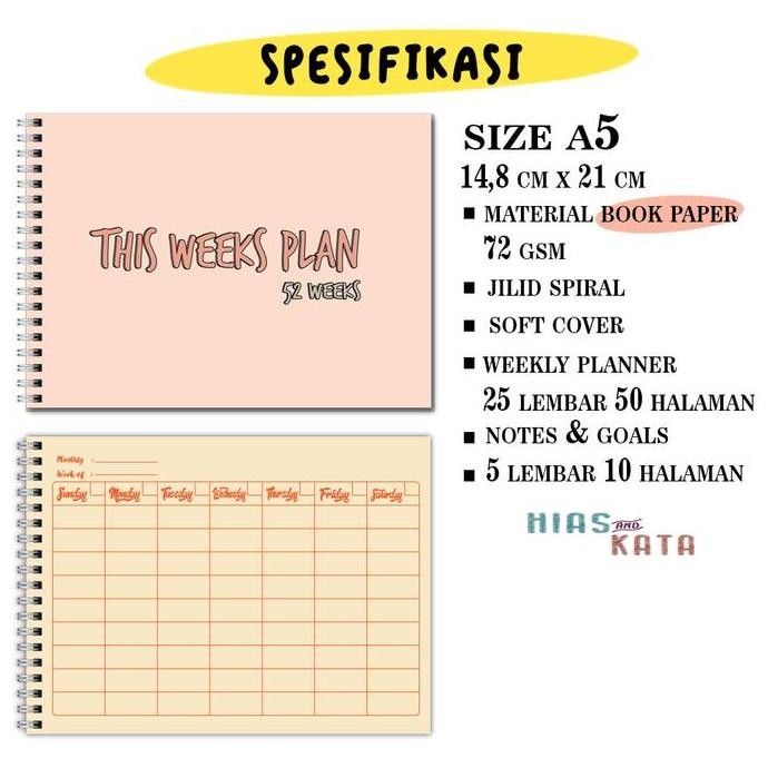 

Weekly Planner Book Paper Notes Goals Buku Agenda Planner A5
