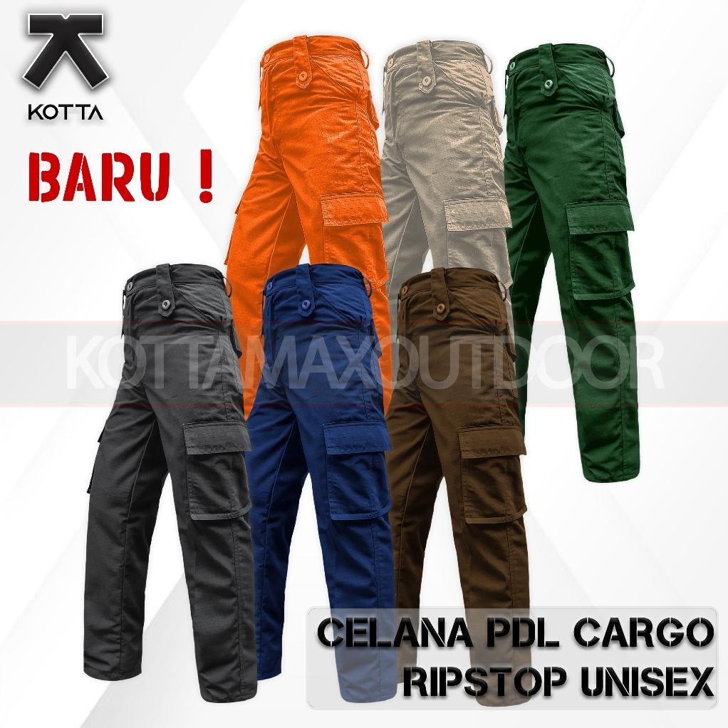 Celana Tactical Pdl Pria Orange Hitam Lapangan Polri Satpam Brimob Polisi Khaki Ripstop Unisex