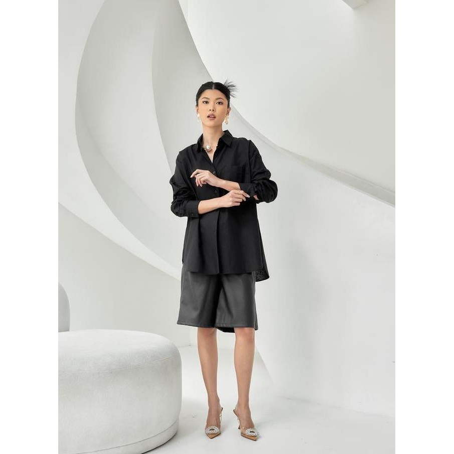 KEMEJA OVERSIZE SHIRT BLACK HM