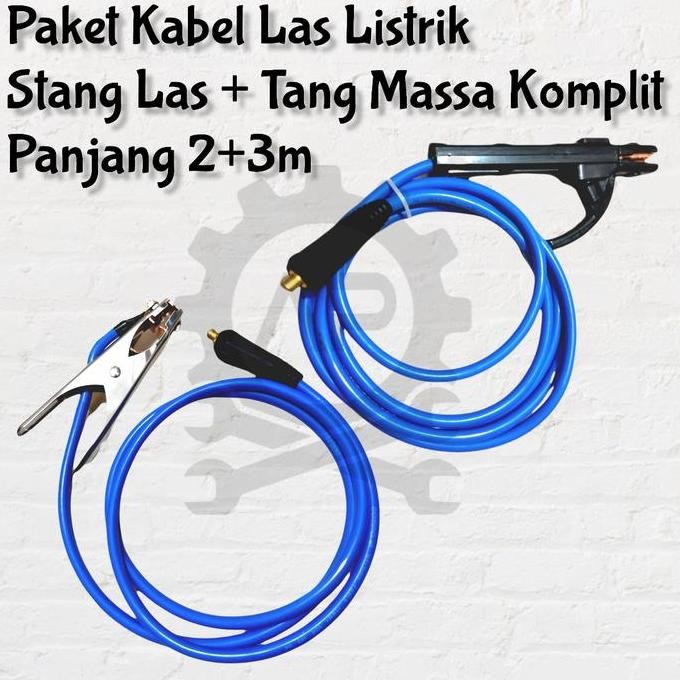 paket kabel las listrik komplit stang las + tang massa 2m + 3m
