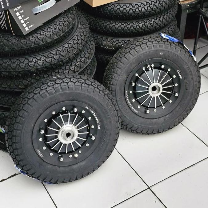 :::::::] Velg GS Modular Black Set Ban Tubeless Ring 8 Vespa Ps Strada Super