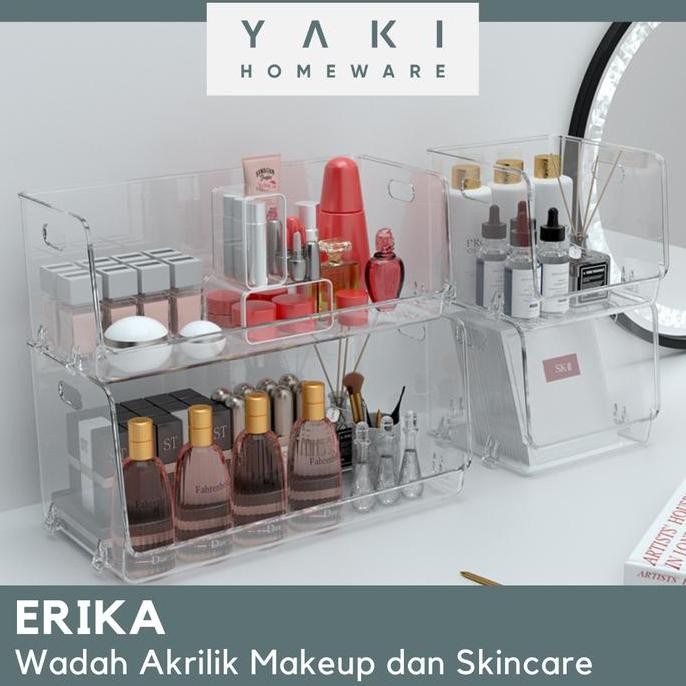YakiWadah Stackable Tumpuk Kosmetik Transparan Rak Skincare Estetika