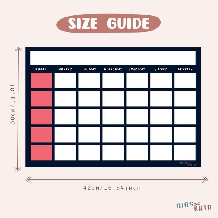 

SWG Wall Planner Calender Monthly Navy Size A3+ bisa tulis hapus
