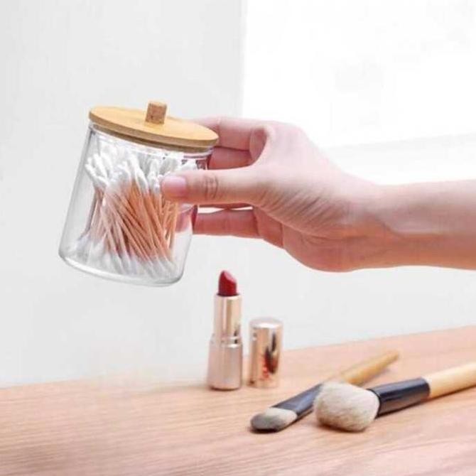 Tempat Kapas Cotton Bud Toples Plastik Make Up Organizer