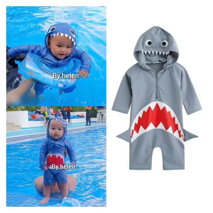 Baju Renang Anak Shark/Swimsuit Jumper Renang Baby Import