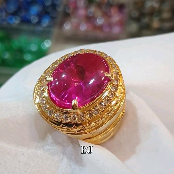 Baru Cincin Batu Merah Delima Siam Rose Cutting Bawah