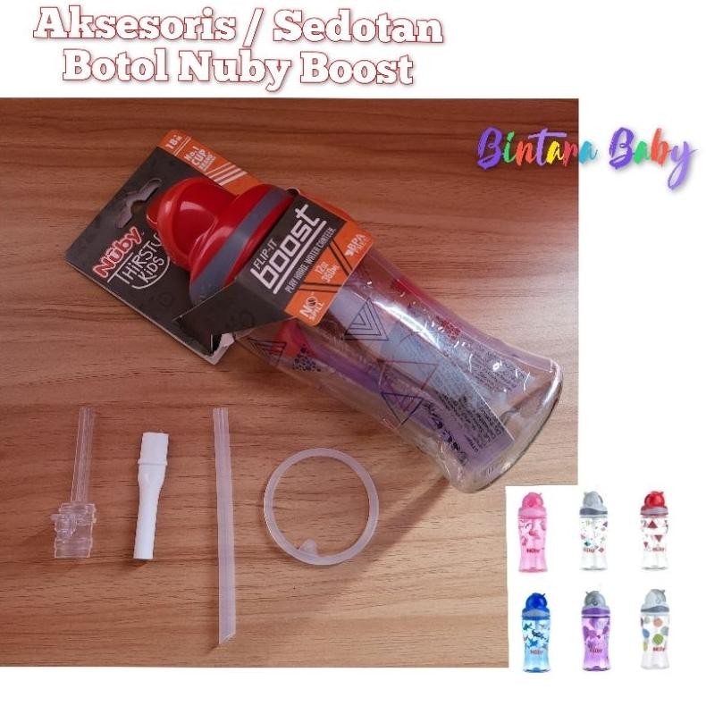 Aksesoris Botol Minum Nuby Boost Sedotan Pengganti Nuby 18m+ 360ml / Nuby Straw Replacement Flip it 
