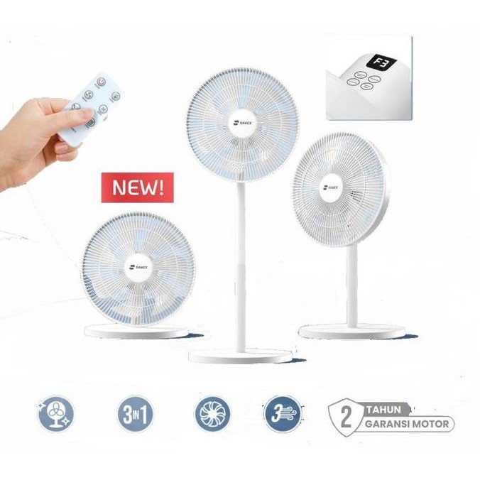 Produk Baru Sanex SSF-1621R 3in1 Kipas 16 Inch Berdiri Duduk Dinding