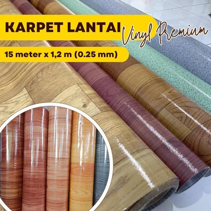 karpet lantai plastik 1 roll mirip keramik  Motif Kayu  tebal untuk Alas Meja dan Lantai kualitas ba