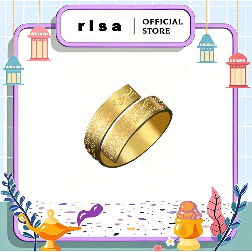 Dawapara Ayatul Kursi Stainless Steel Ring Adjustable Quran Arabian Calligraphy Eid al Adha Muhammad