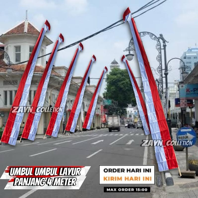 Bendera Umbul Umbul Layur Panjang 4 Meter Isi 20 Pcs/ 1 Kodi