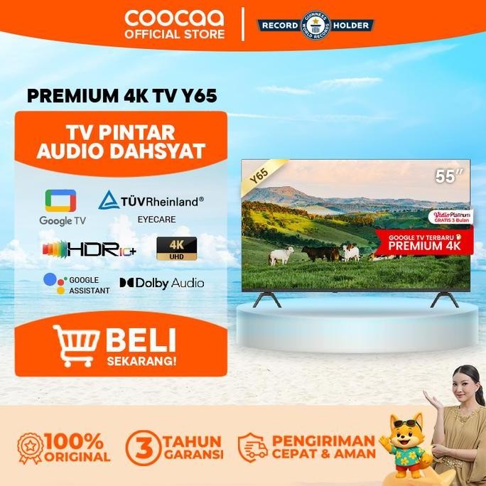 TERBARU - NEW COOCAA 55 inch GOOGLE TV-4K UHD-Dolby Audio  (COOCAA 55Y65)
