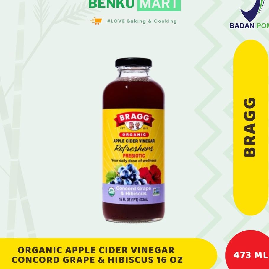 

Bragg Organic Cider Vinegar Refresher Concord Grape Hibiscus 16 Oz 473 Ml