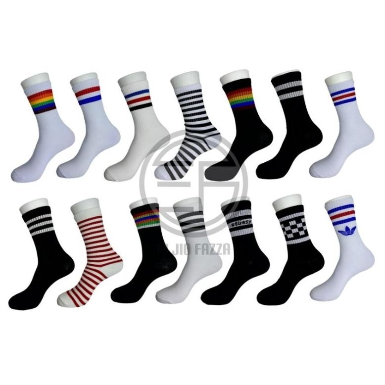 1 lusin  kaos kaki oldschool panjang motif / kaos kaki motif oldschool Nugi