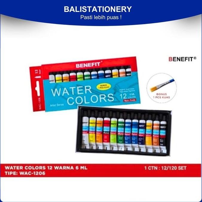 

`````````] Benefit Water Colors Art Series | Benefit Water Colors 1 Set 12 Warna Bonus 1 Pcs Kuas