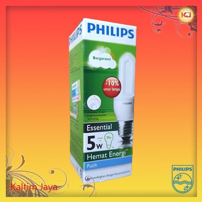 Kualitas terbaik] Lampu 5W / 5 Watt Philips Essential Putih 6500K CDL Bohlam E27