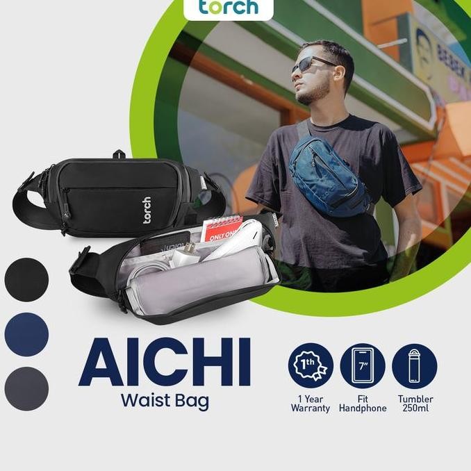 Torch Tas Pinggang Selempang Anti Air Ringan - Waist Sling Bag Aichi