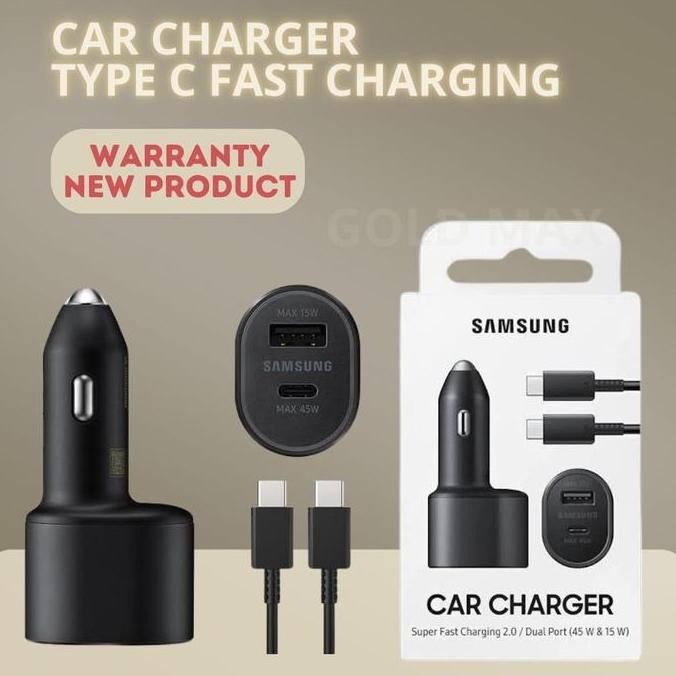 Samsung Car Charger Dual Port Usb To Type C 45W + 15W Terlaris