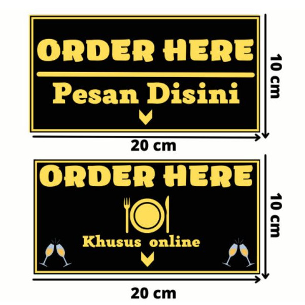 

Stiker pesan disini cocok untuk di restaurant | sticker sign order here | stiker tanda pesan makanan pesan barang | stiker label | cafe | toko| kedai | restaurant | stiker vinyl 20cmx10cm