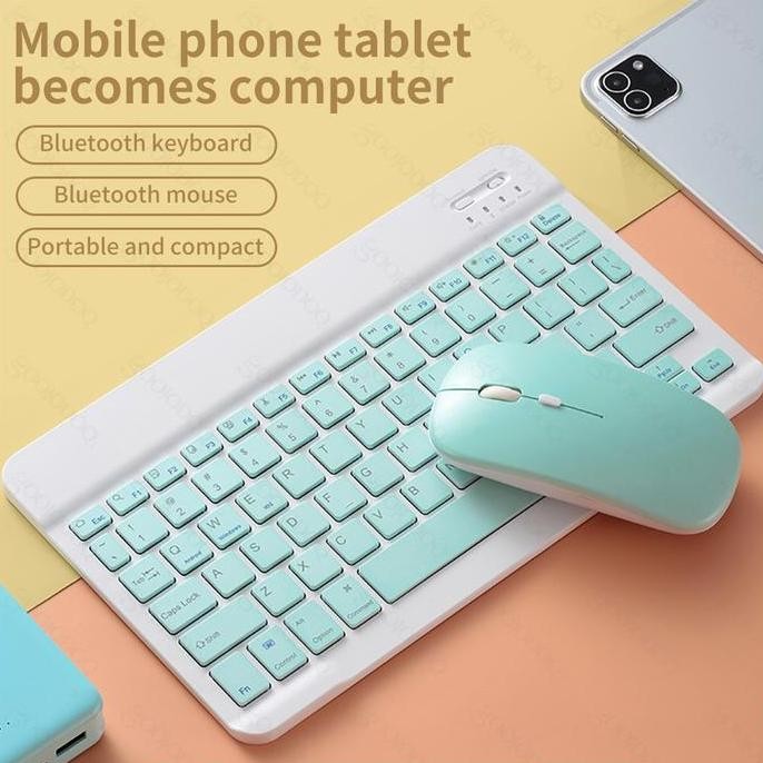 Samsung Tab A9 8.7 inch 2023 Wireless Keyboard Mouse Set Tablet Stand Terlaris