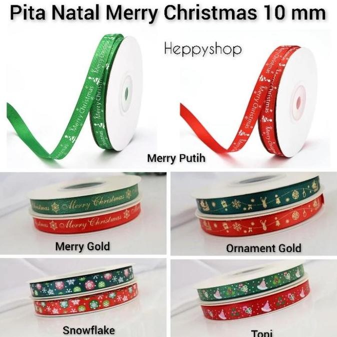 

cusss order] Pita Natal 10 mm Grossgrain Merry Christmas Ribbon (Per Meter)