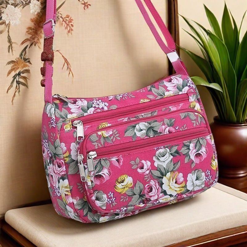 Tas Kanvas Cetak Kapasitas Besar Wanita Tas Selempang Kain Oxford Serbaguna