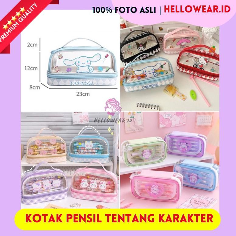 

Readyy!! KOTAK PENSIL TRANSPARANT KOREA JEPANG / Tempat Pensil Karakter / Pencil Case POUCH MAKEUP KAWAI