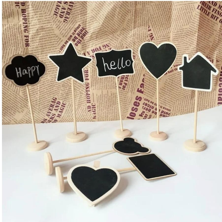 

Readyy!! [10 PC] Mini Chalkboard Papan Tulis for Party Buffet Labels With Stand (TANPA KAPUR)
