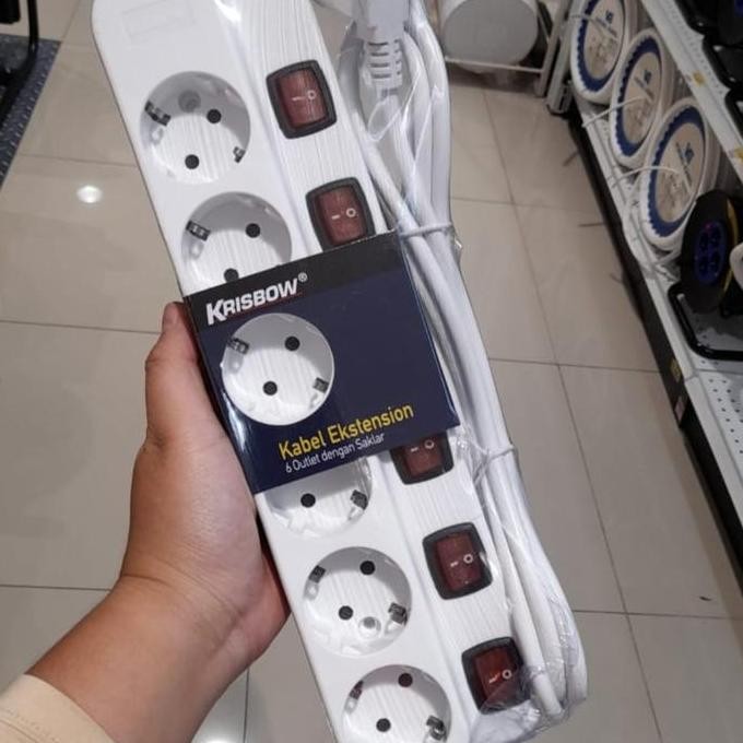 Colokan Listrik 6 Port Krisbow Kabel Colokan Isi 6 Lubang Stop Kontak Terbaru