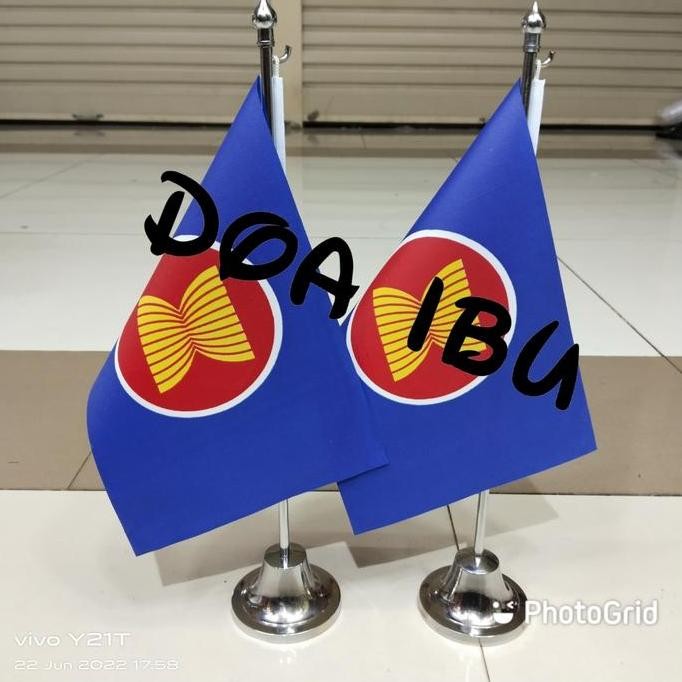 

tiang stenlis meja+bendera LOGO ASEAN murah
