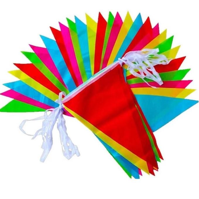 ready  80 Meter Bendera Segitiga Merah Putih / 150pcs Bendera Kain Segitiga