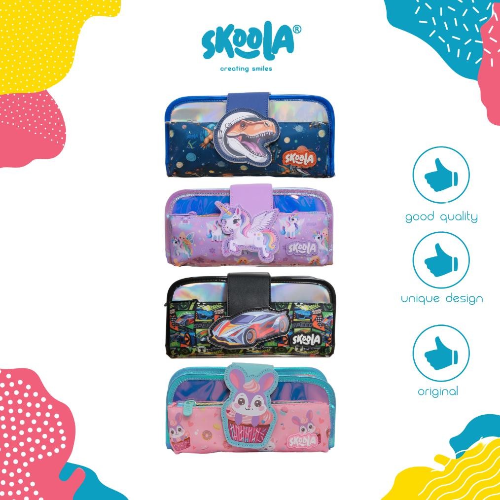 

Readyy!! Skoola Tempat Pensil Lipat 3 Pencil Case Unisex Lucu Karakter Unicorn Cupcake Cars Cosmodino - Keisu