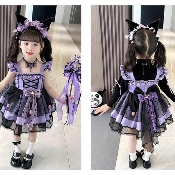 NEW  kostum kuromi anak/ kostum karakter anak/ dress kuromi/ cosplay kuromi