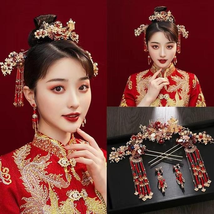 new 1set Tusuk Konde Sangjit Aksesoris Jepit Rambut Retro Tusuk Konde Cina