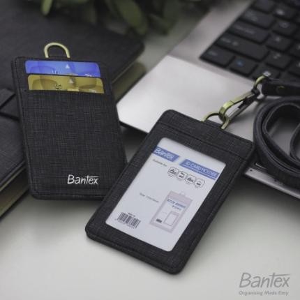 

Readyy!! Bantex Leather Name Tag ID Card Holder 8869 Kulit Sintetis Lanyard Tali