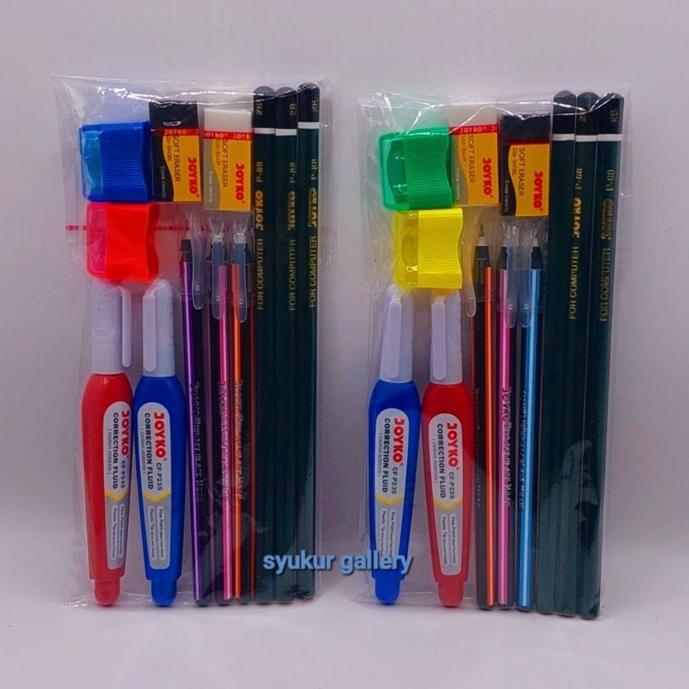

[MURAH] Perlengkapan alat tulis sekolah Joyko 1 Set 12 IN 1 / paket Lengkap A / pensil, pulpen,tip x, rautan, penghapus
