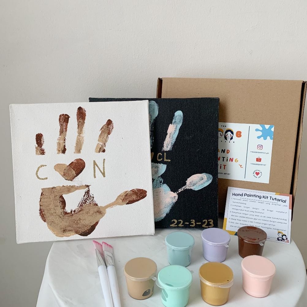 

Miliki Hand Painting Kit Canvas By The Noob Artist| Hand Painting Couple | Kanvas Tangan Couple | Cap Tangan Couple .,