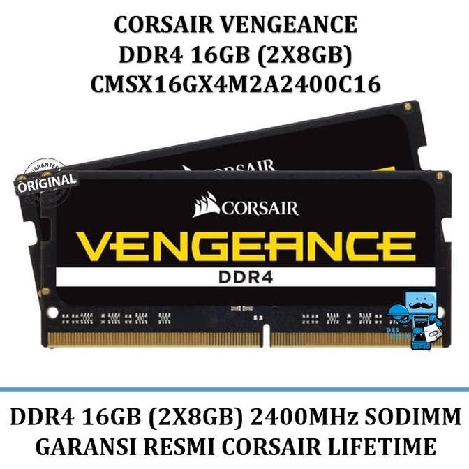 BEBAS ONGKIR - Corsair RAM Laptop Vengeance DDR4 16GB (2x8GB) CMSX16GX4M2A2400C16
