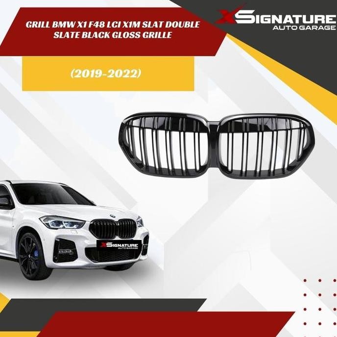 Ready Grill Bmw X1 F48 Lci 2019-2022 X1M Slat Double Slate Black Gloss Grill