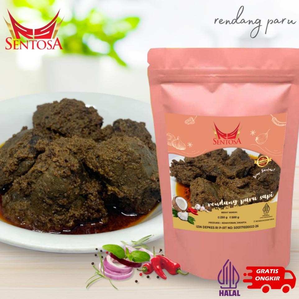 

Rendang Paru Sapi Sentosa Makanan Kemasan Lauk N Siap Saji Halal 125 Gram