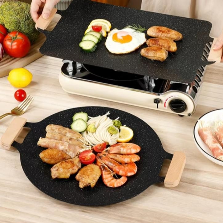 ''Terlaris" Littlepolkadot38Cm Grill Pan Bbq Alat Pemanggang Pemanggang Bulat Bbq Piring Pemanggang 